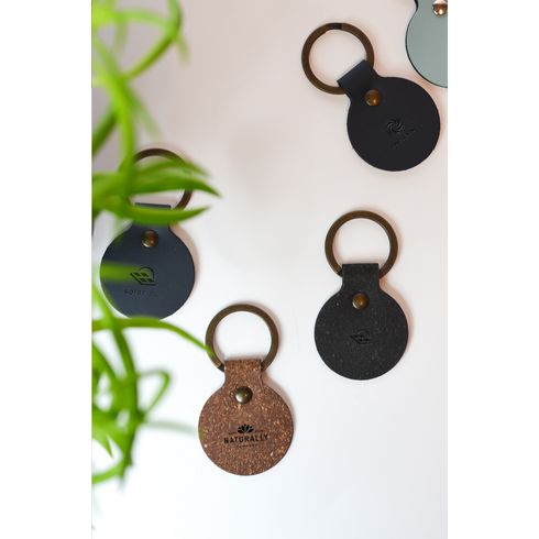 Recycled Leather Keyring Round Keychain