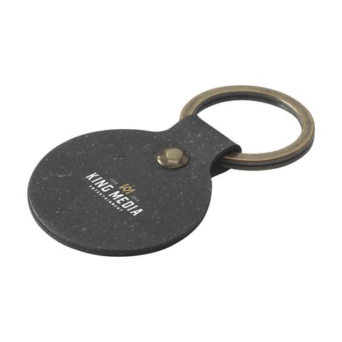 Recycled Leather Keyring Round Keychain