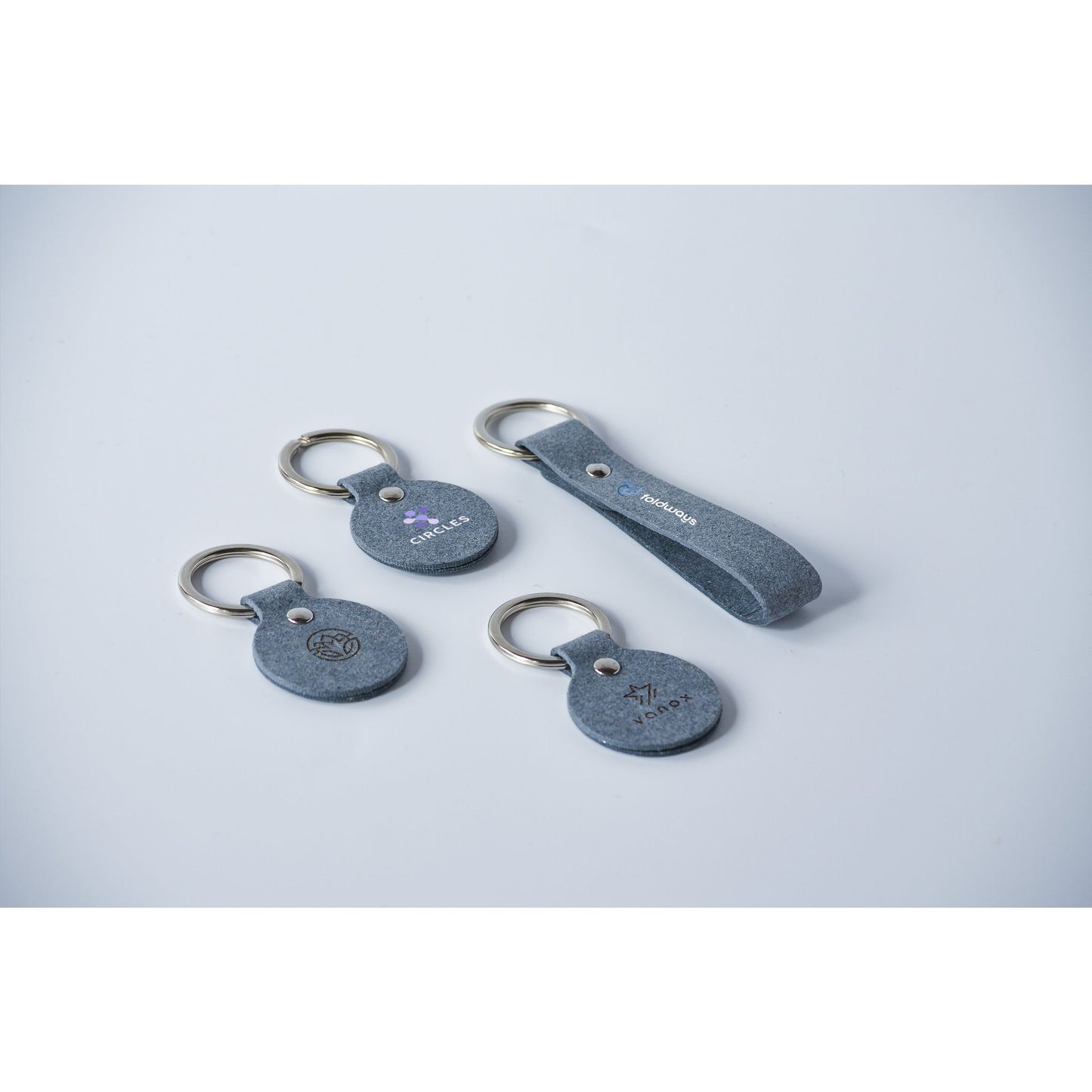 Recycled Denim Textile Keyring Round Keychain