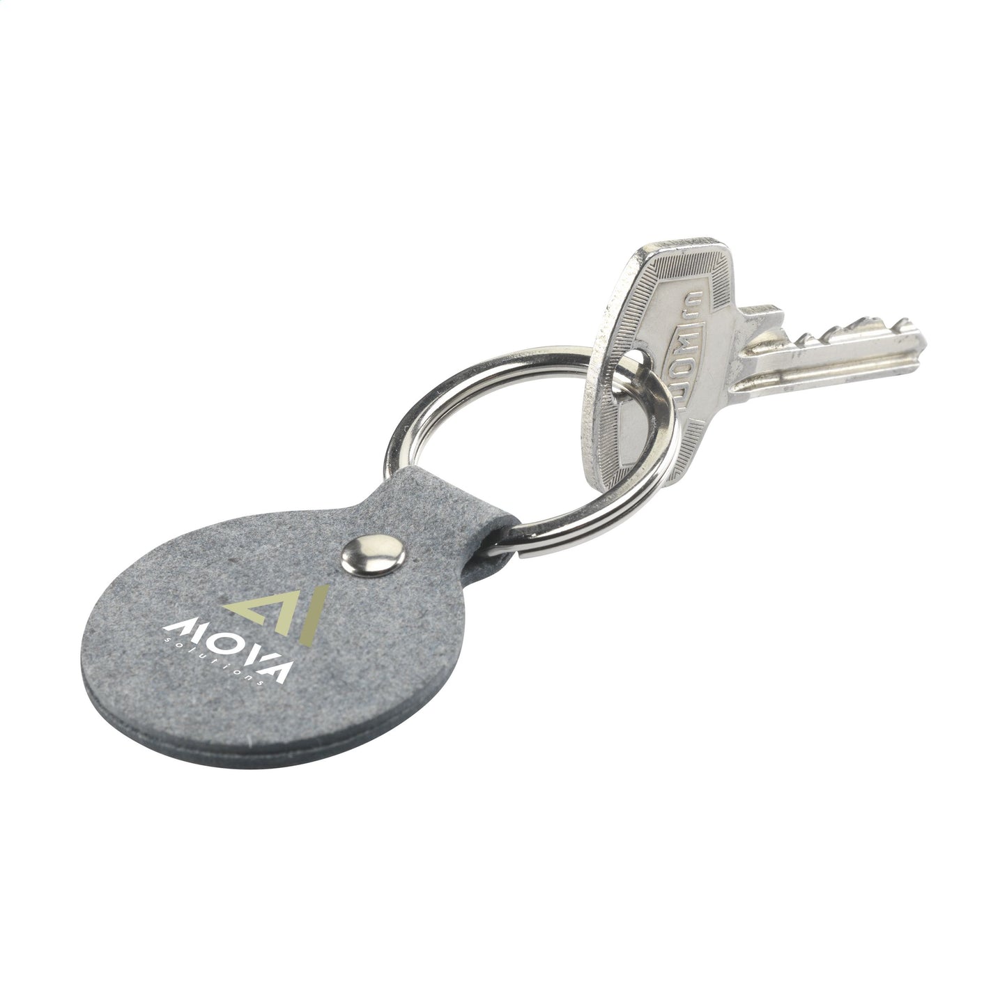 Recycled Denim Textile Keyring Round Keychain
