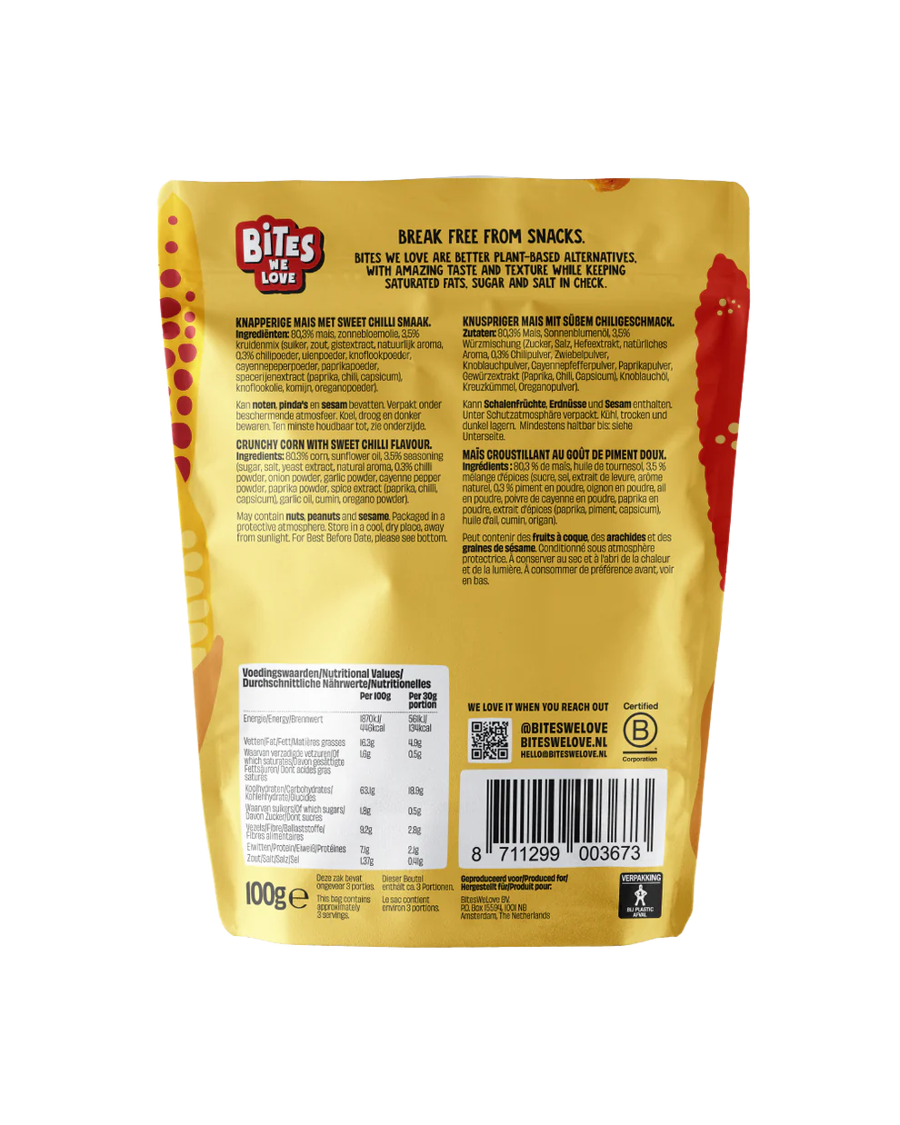 CRUNCHY CORN SWEET CHILLI - 100 grams