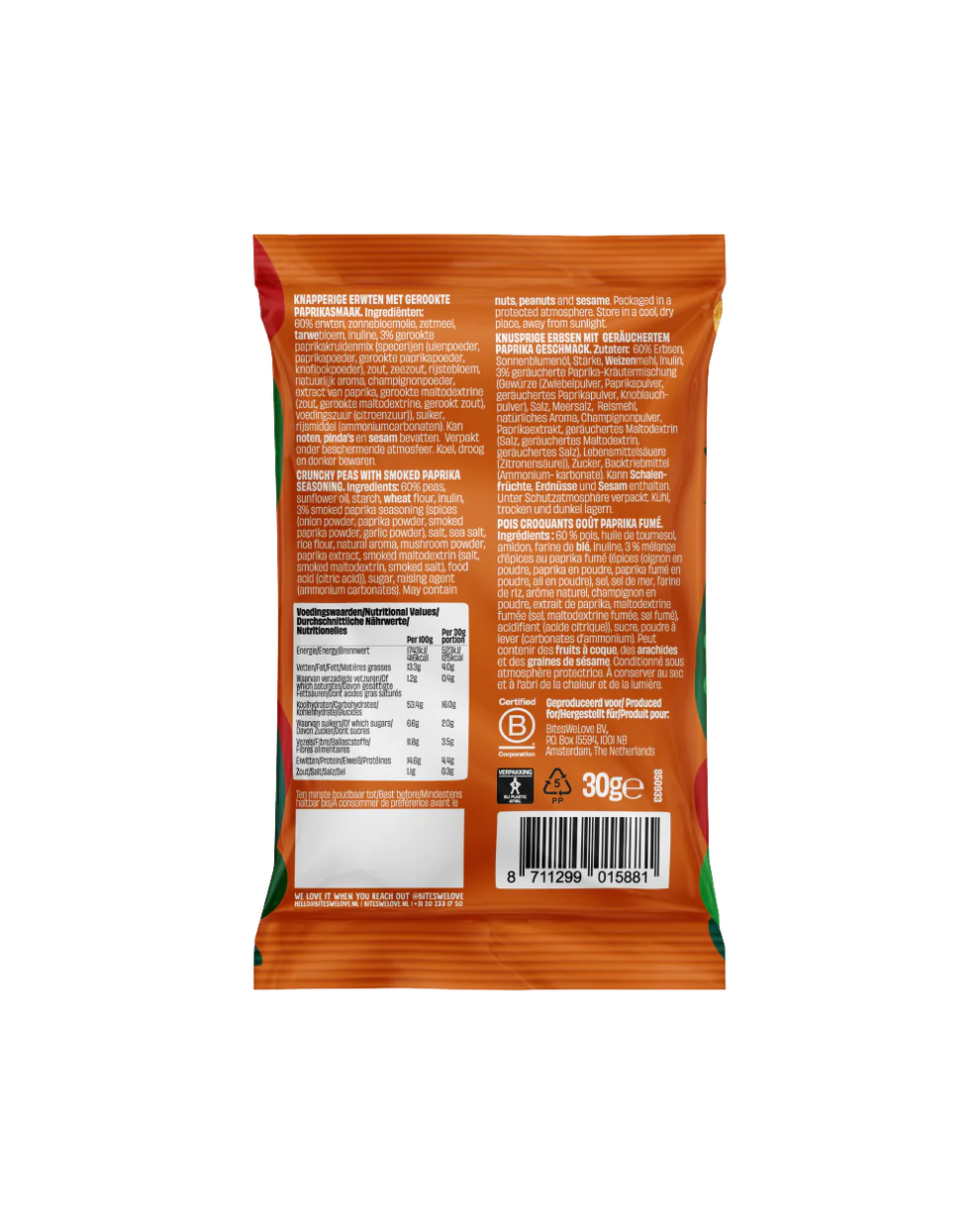 CRUNCHY PEAS SMOKED PAPRIKA - 30 grams