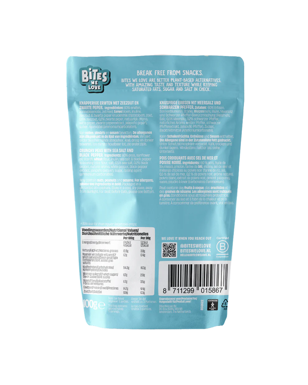 CRUNCHY PEAS SEA SALT & BLACK PEPPER - 100 grams