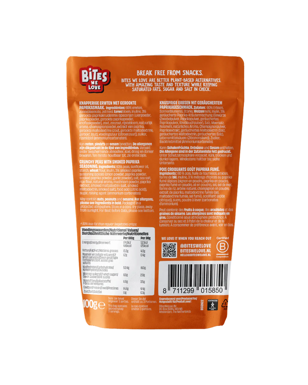 CRUNCHY PEAS SMOKED PAPRIKA - 100 grams