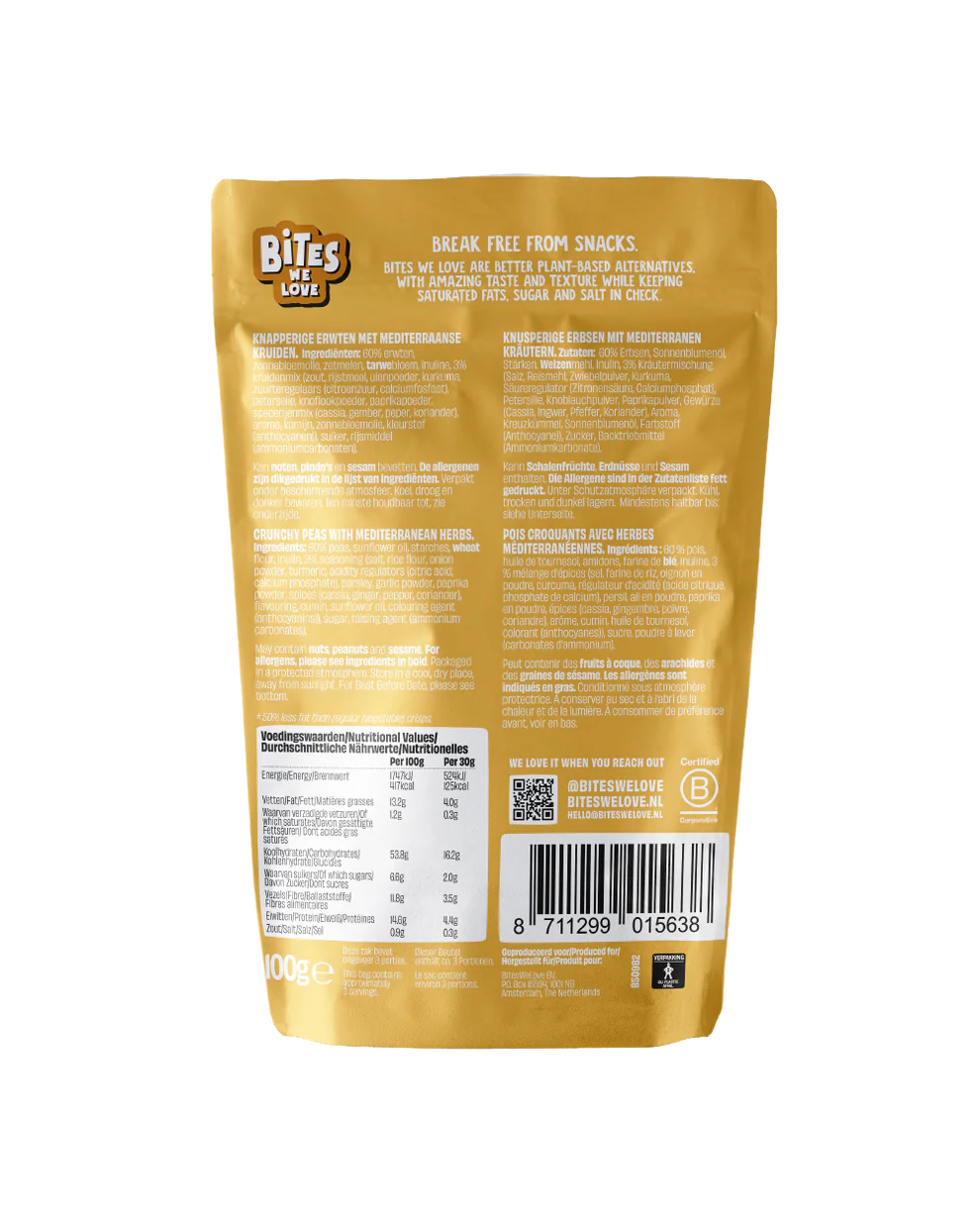 CRUNCHY PEAS MEDITERRANEAN SPICES - 100 grams